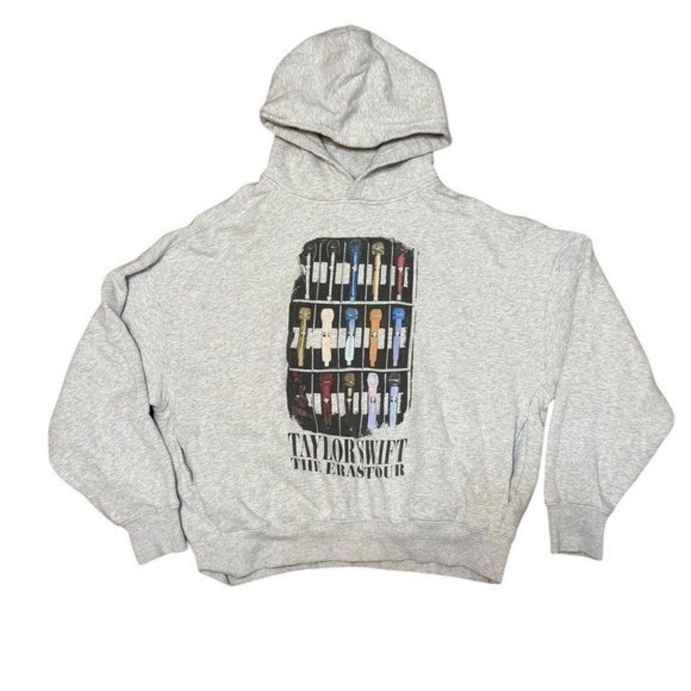Taylor Swift The Eras Tour Microphone Set Hoodie Size Medium Gray Has pockets
